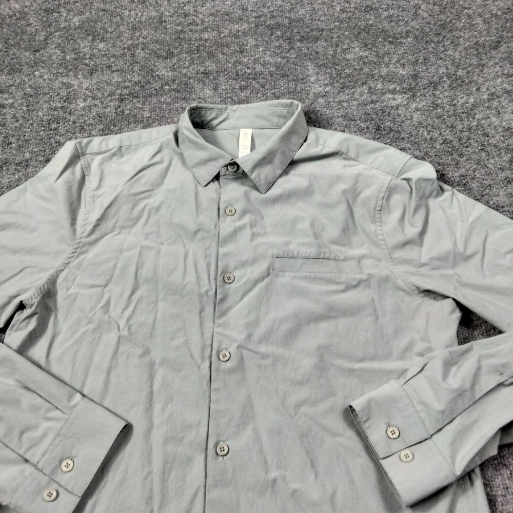 Lululemon Shirt Mens Sz M Gray Performance Button Front Long Sleeve - Picture 3 of 10